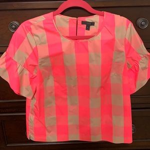 JCREW women’s Buffalo neon pink check shirt